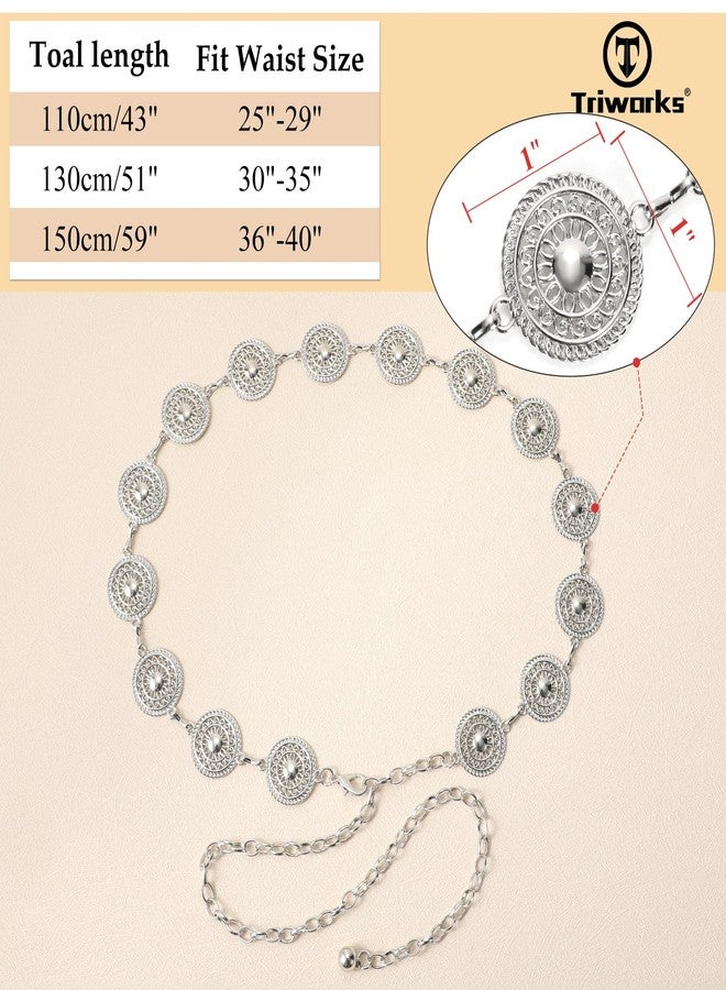 TRIWORKS Metal Concho Belt for Women Western Cowgirl Waist Chain Belts for Dresses Jeans Country Concert Outfit Belt - Image 5